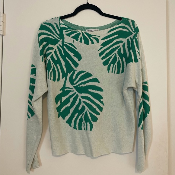 Kaily K (size S) monstera leaf sweater. - Picture 1 of 2